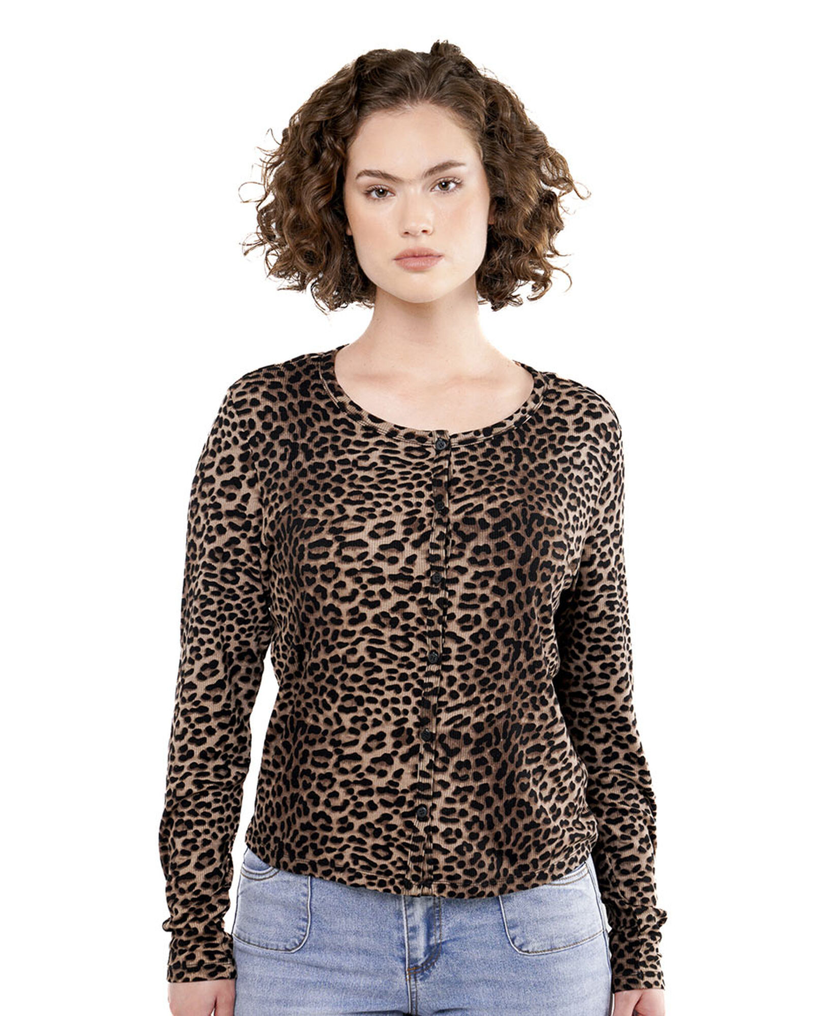 Polera mujer animal print botones 4 Polera mujer animal print botones