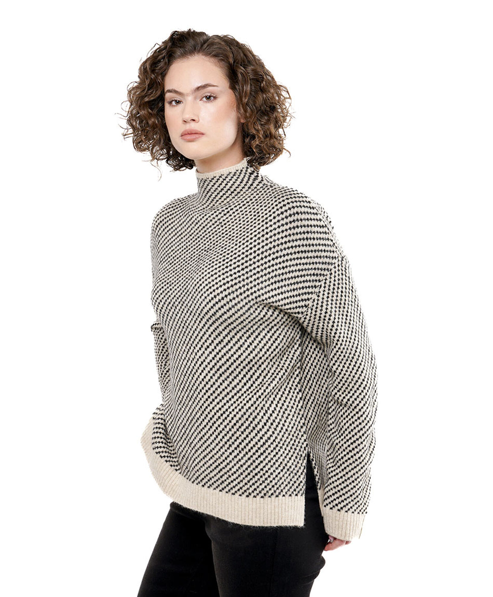 Sweater mujer bicolor cuello alto 2 Sweater mujer bicolor cuello alto