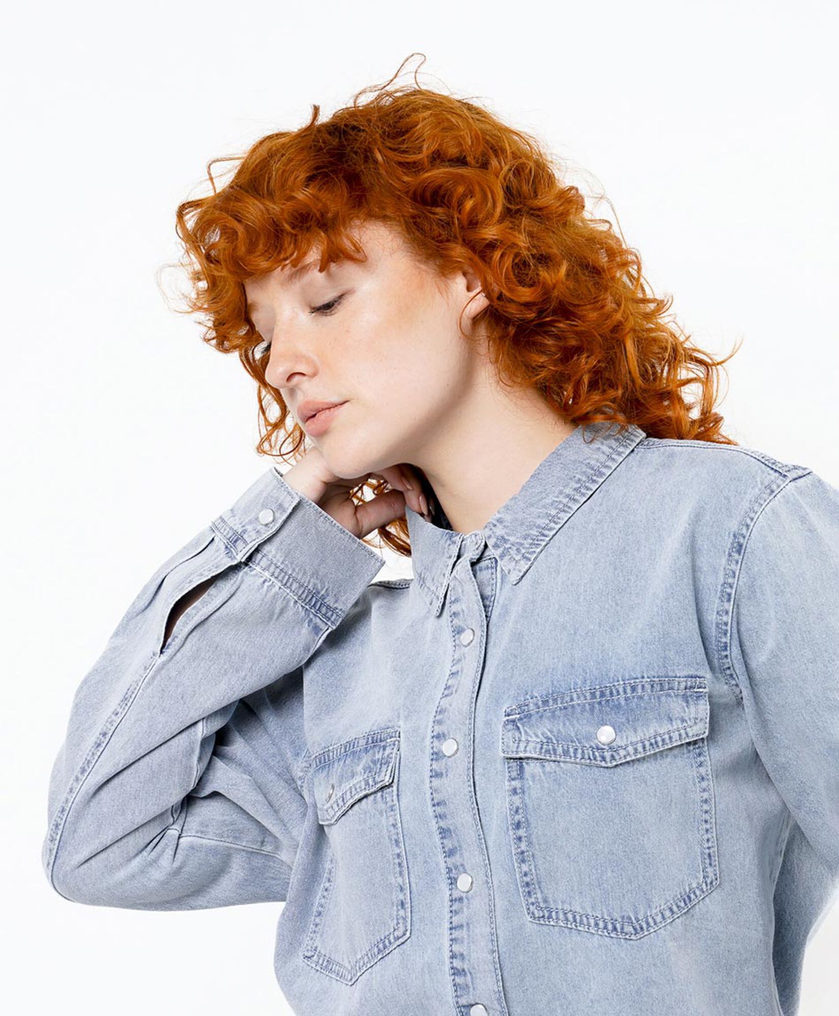 Blusa mujer denim bolsillos botones 2 Blusa mujer denim bolsillos botones