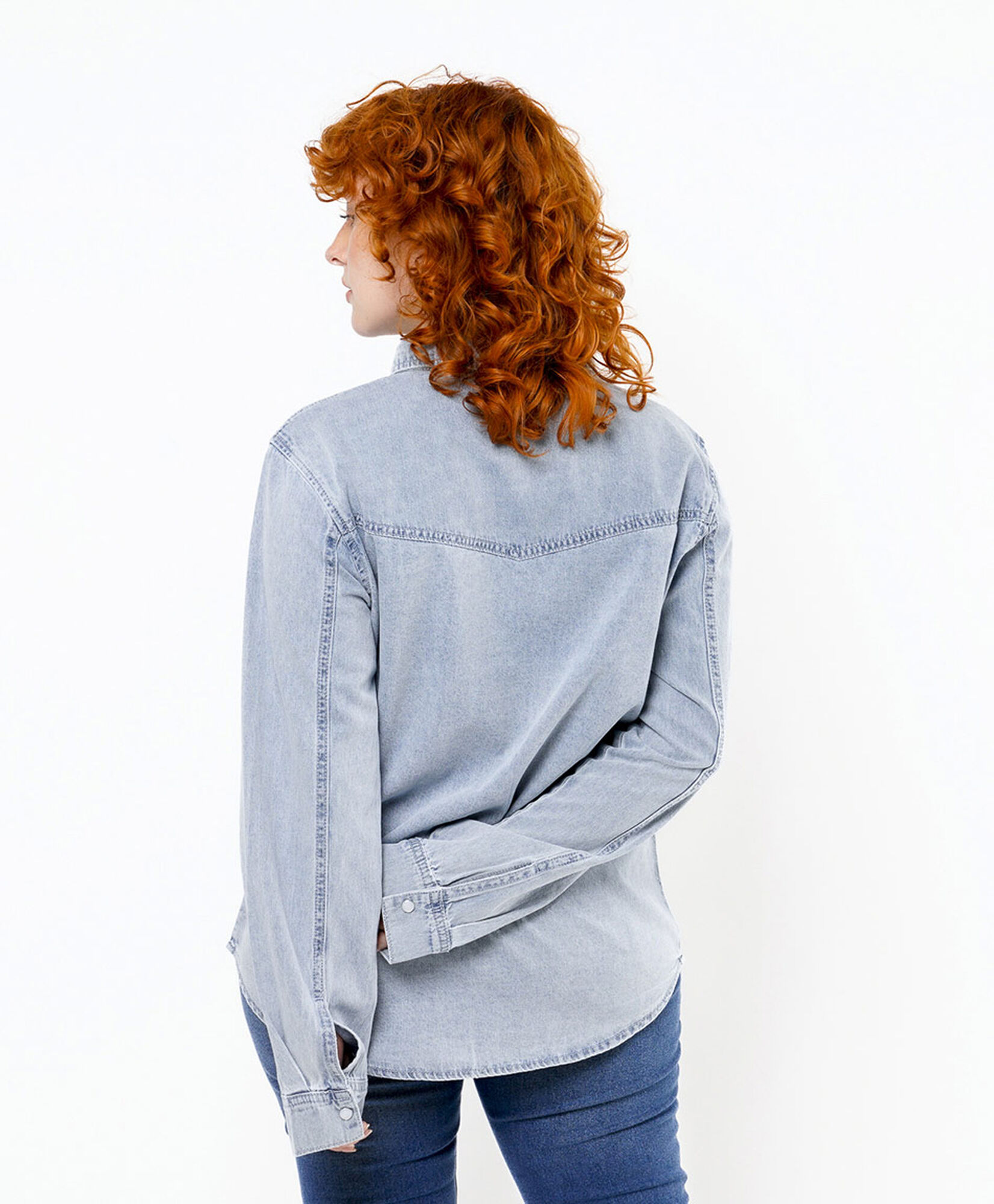 Blusa mujer denim bolsillos botones 4 Blusa mujer denim bolsillos botones