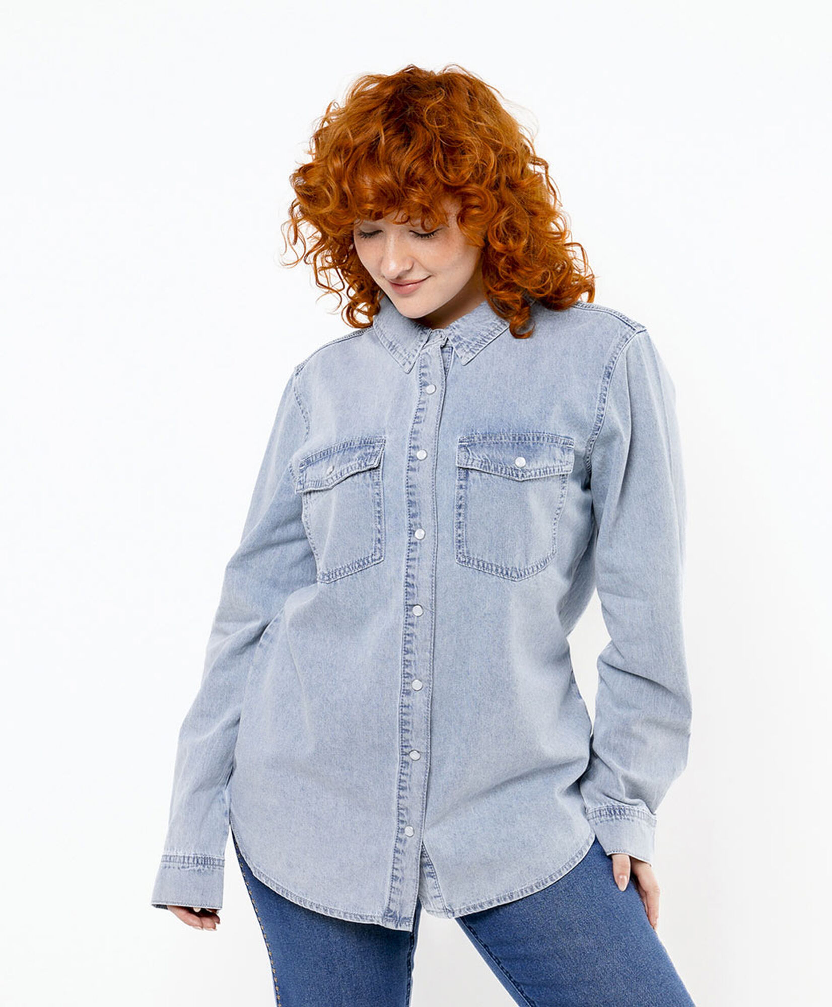 Blusa mujer denim bolsillos botones 5 Blusa mujer denim bolsillos botones