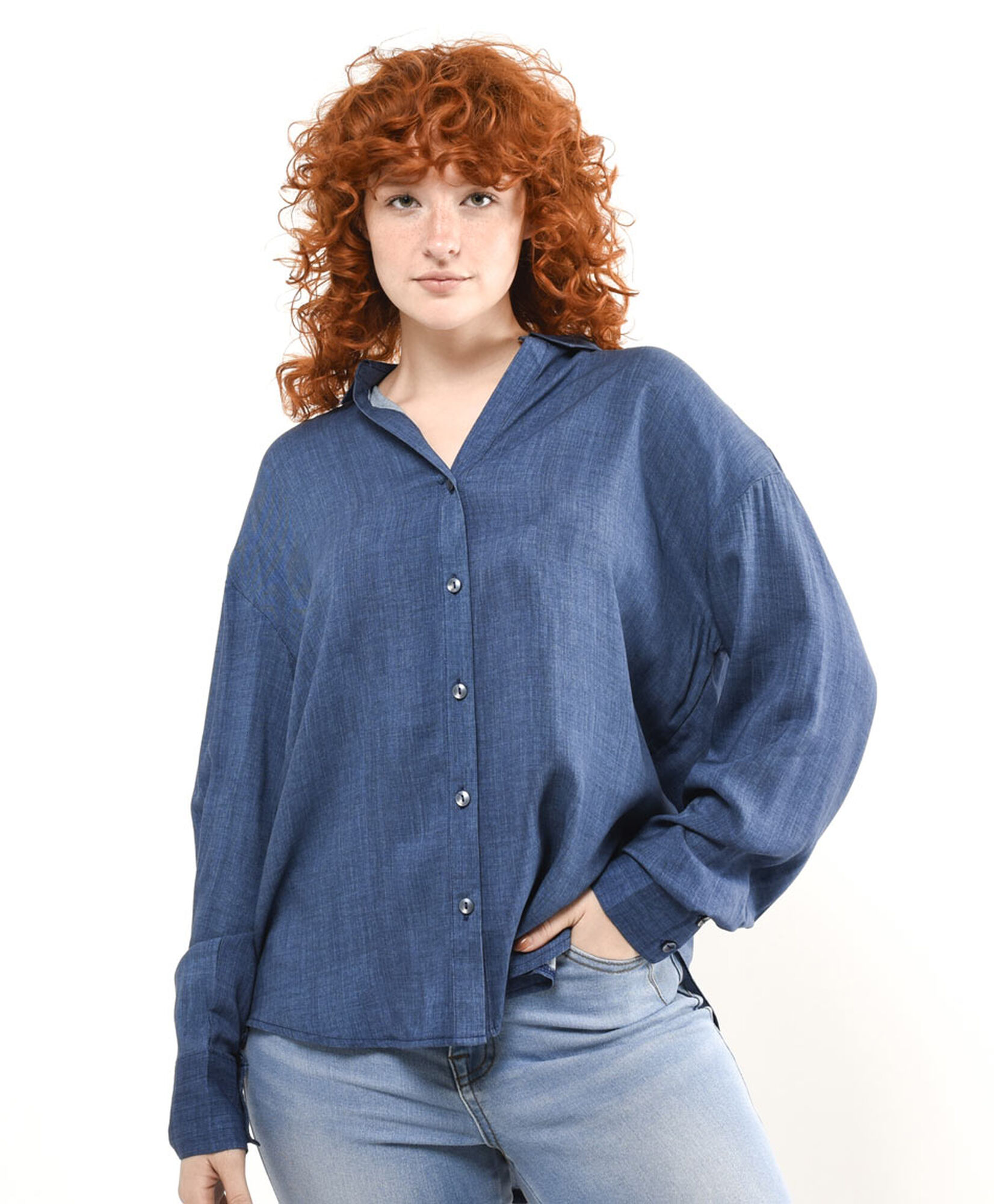 Blusa mujer camisera denim 