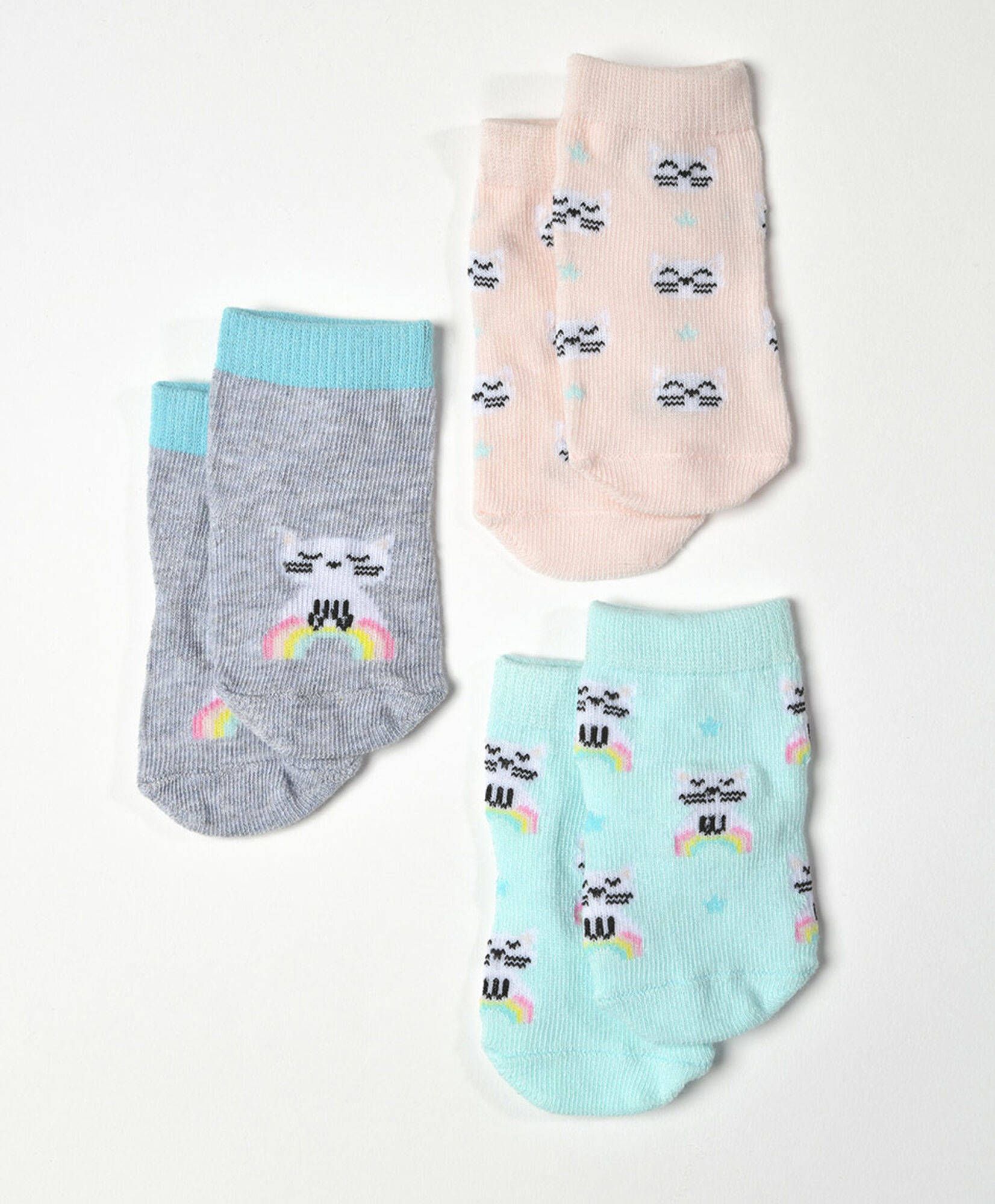 Pack 3 calcetines beb&eacute; gatitos 