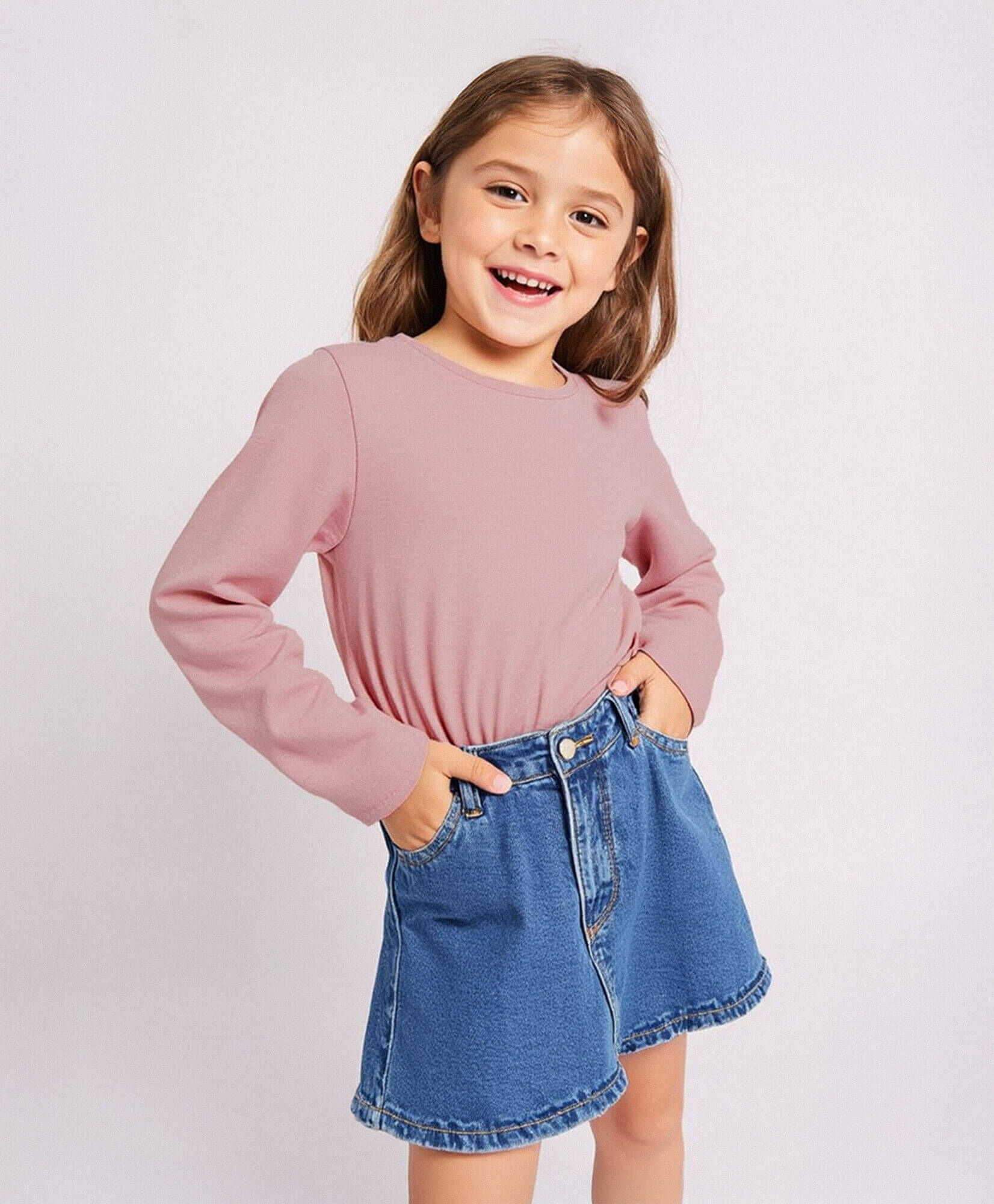 Polera ni&ntilde;a bÃ¡sica manga larga 