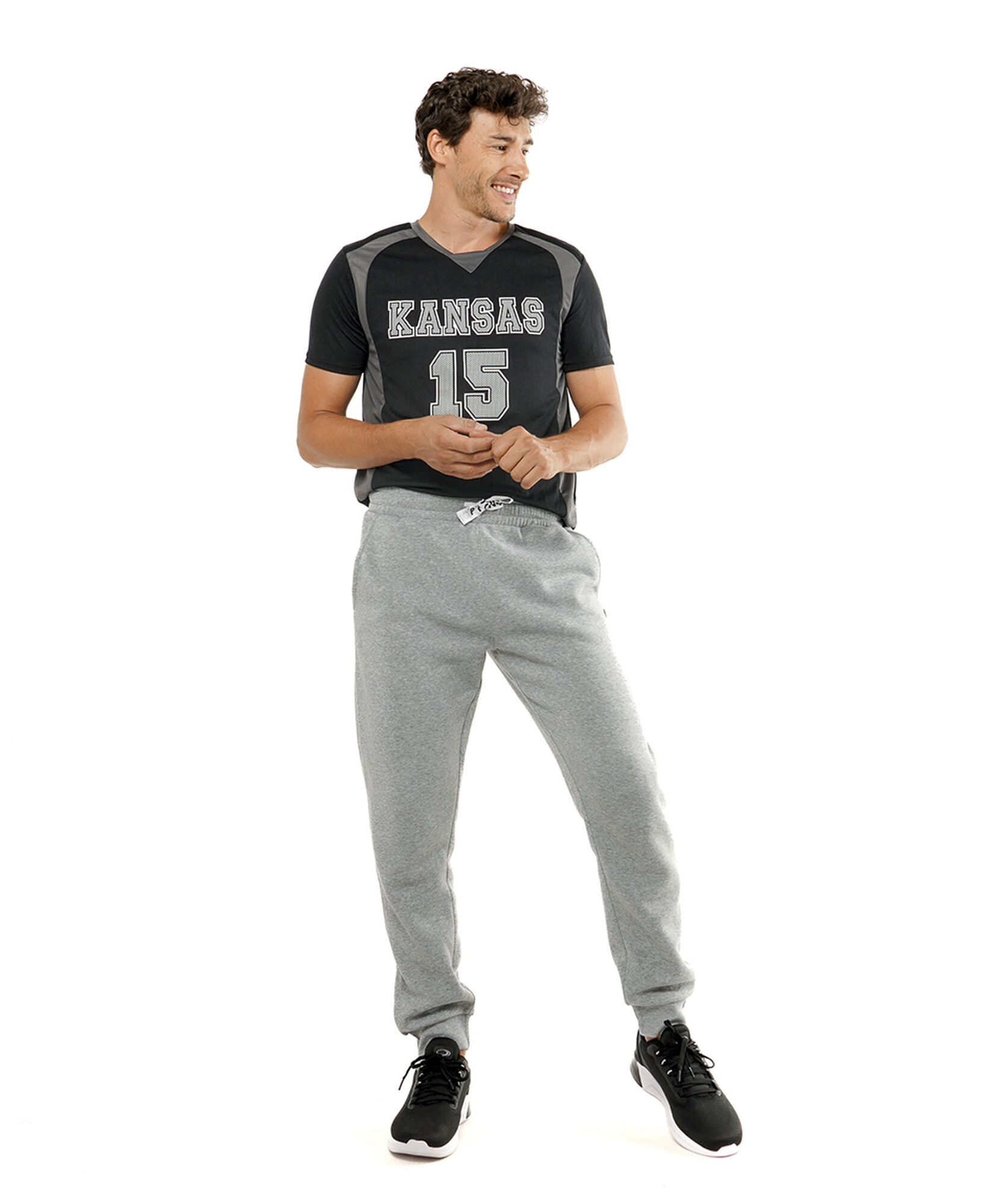 Pantalón deportivo hombre liso gris