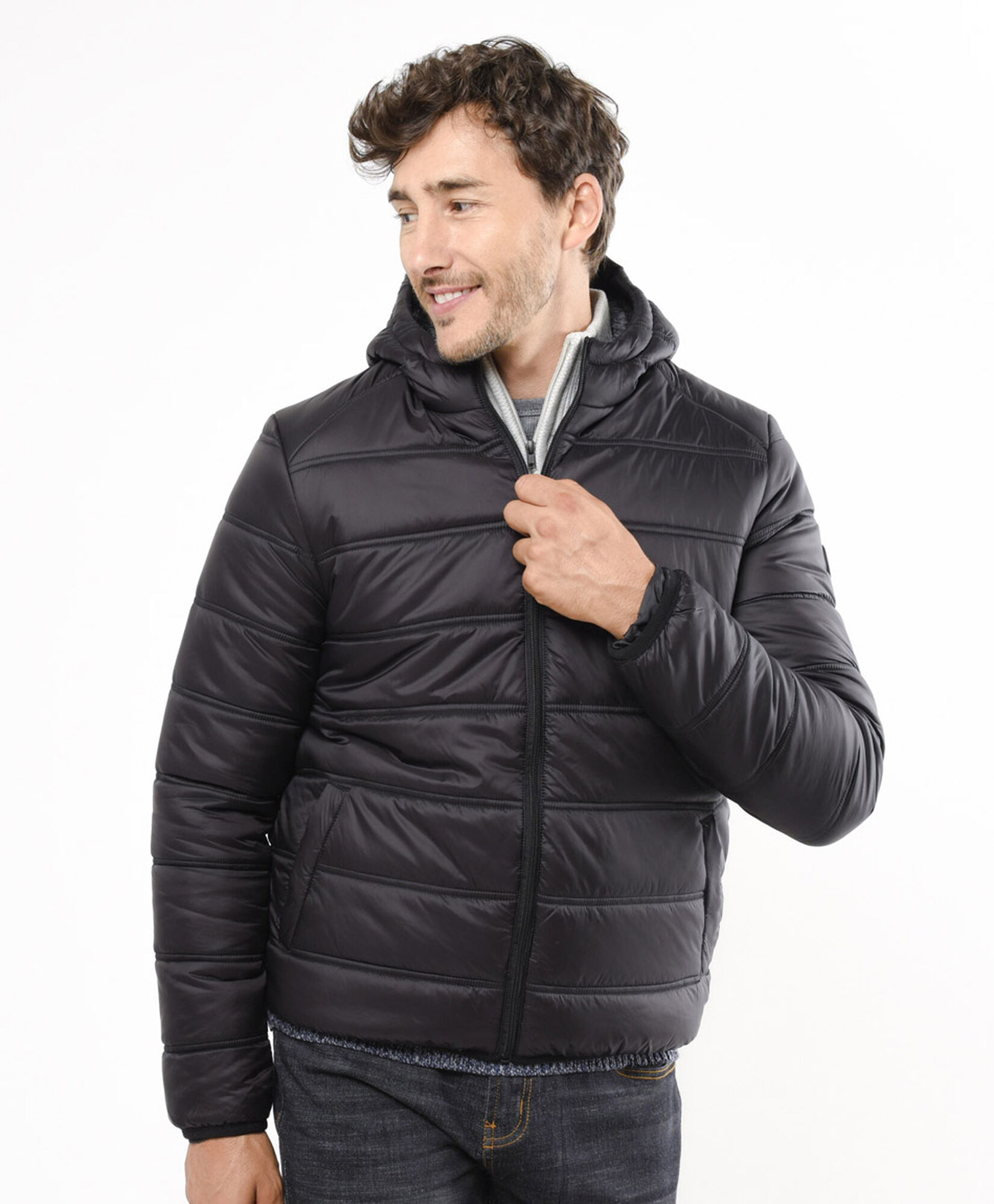 Parka hombre acolchada negra 