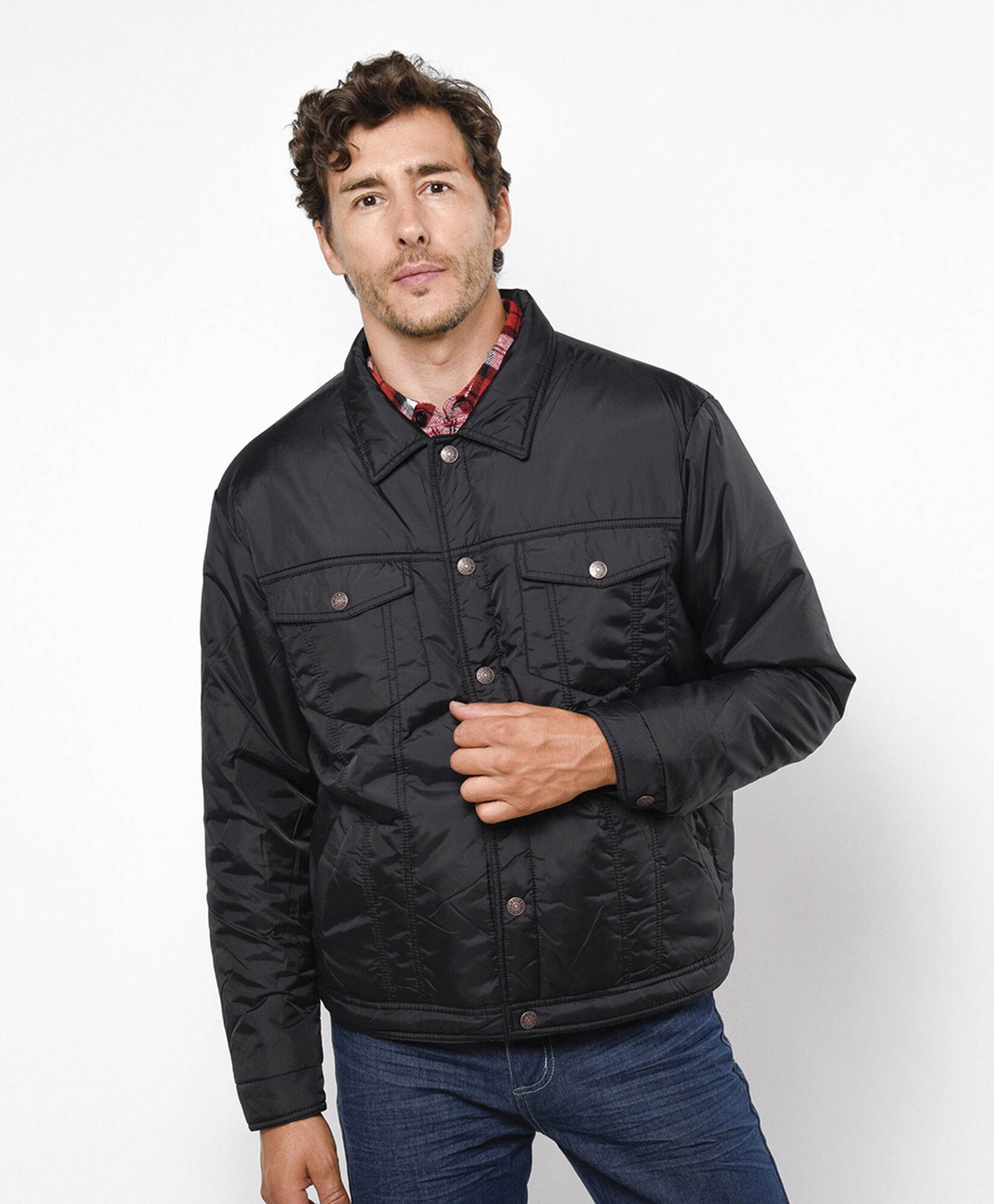Chaqueta hombre bolsillos botones 