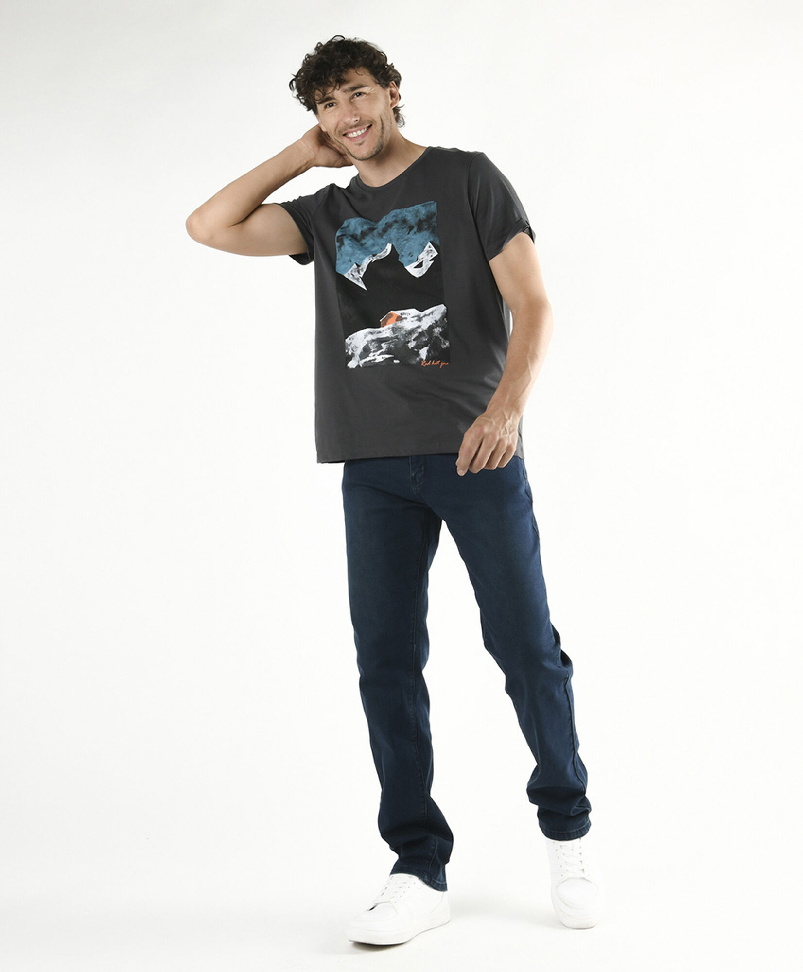 Jeans hombre desgastado slim fit 
