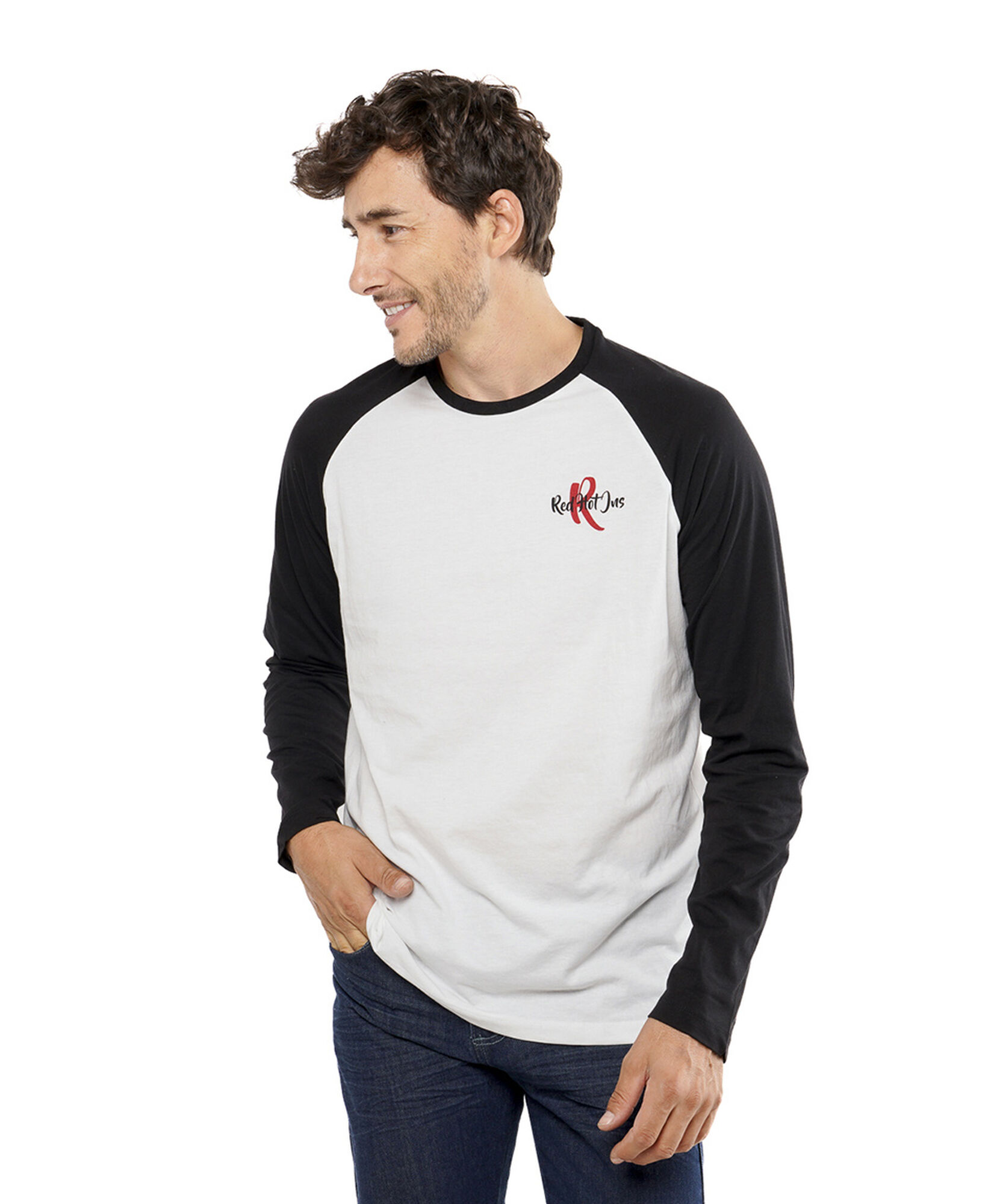 Polera hombre doble estampado bicolor 