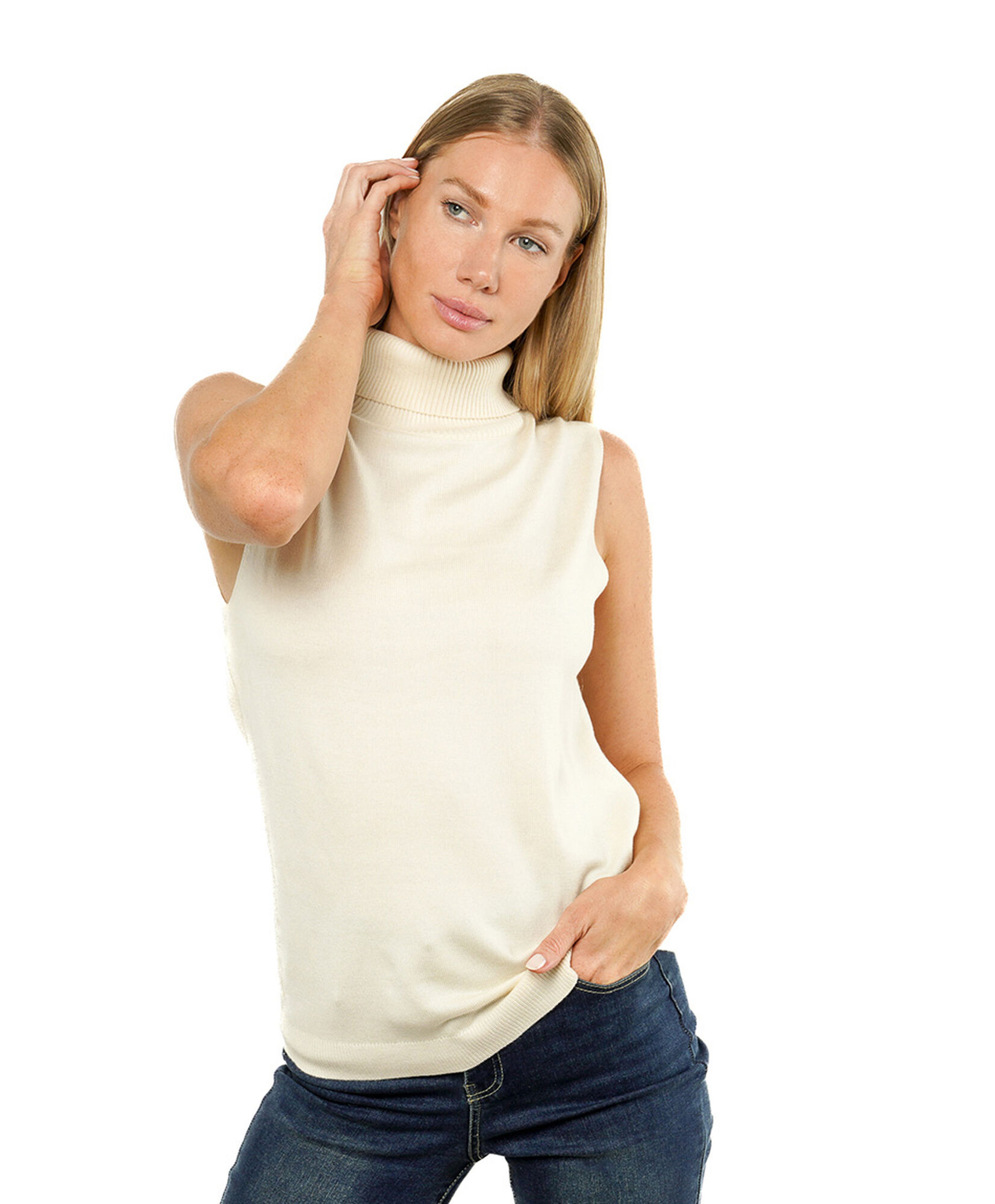 Sweater mujer sin mangas cuello alto 1 Sweater mujer sin mangas cuello alto