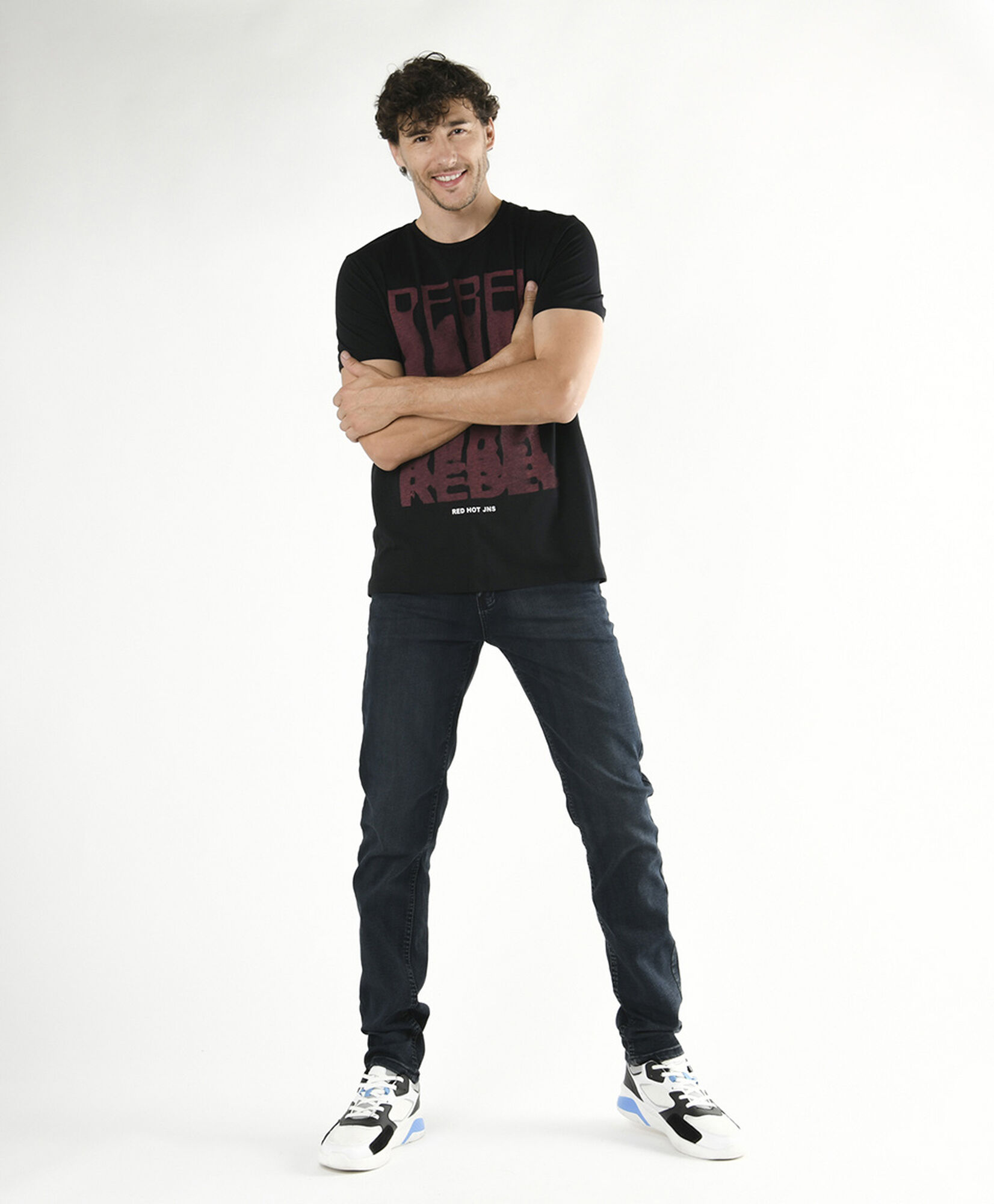 Jeans hombre desgastado skinny fit 