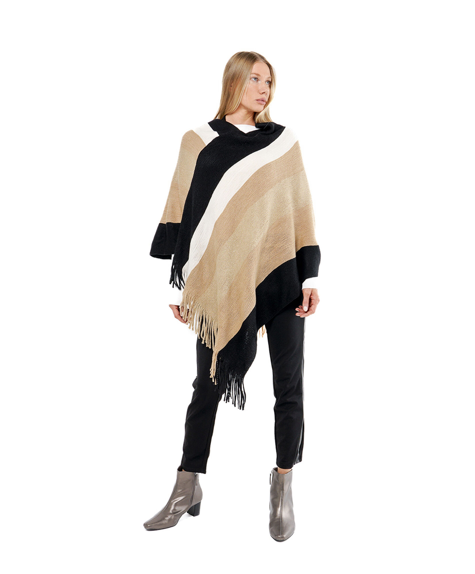 Poncho mujer rayas 