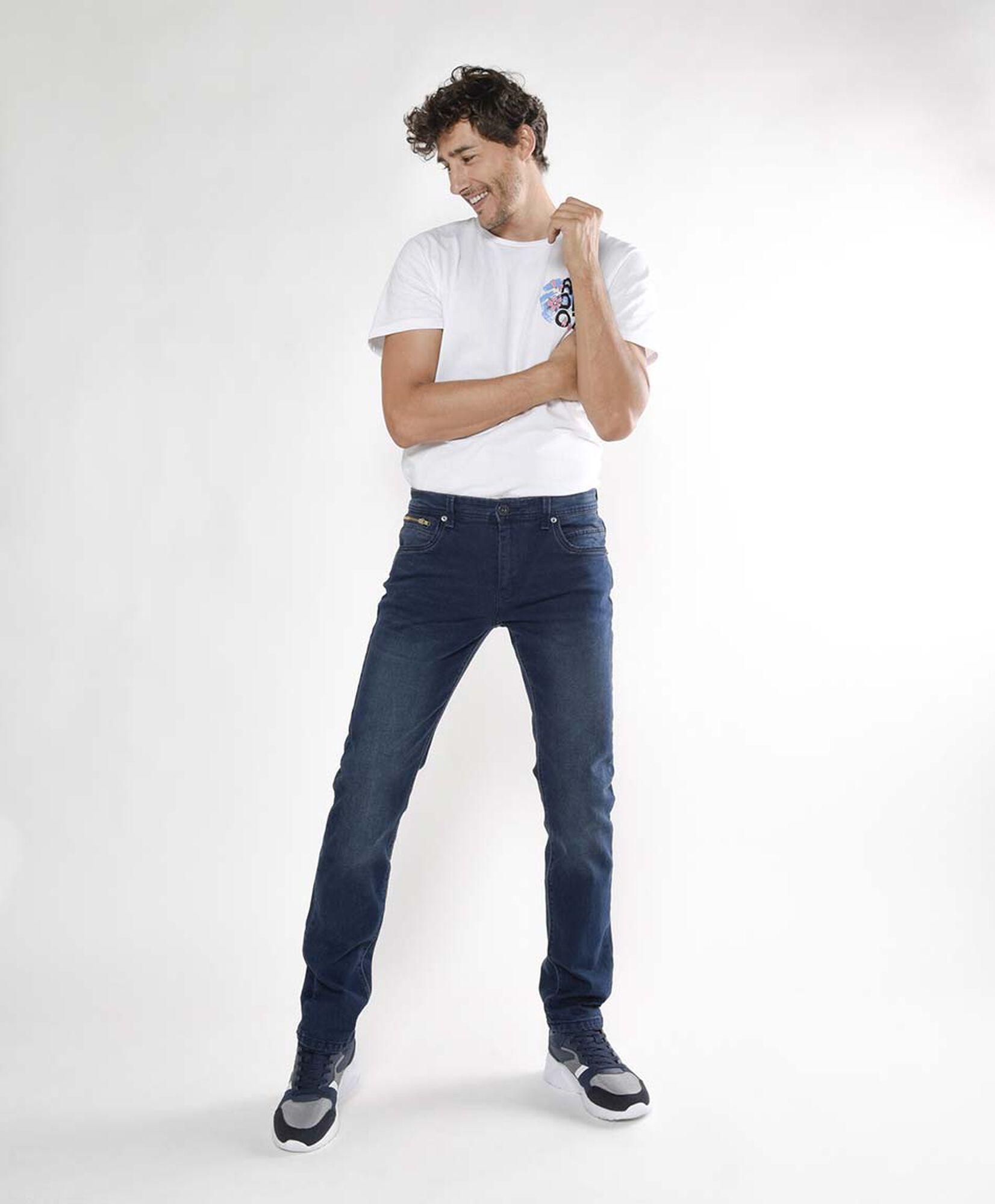 Jeans hombre desgastado slim fit 