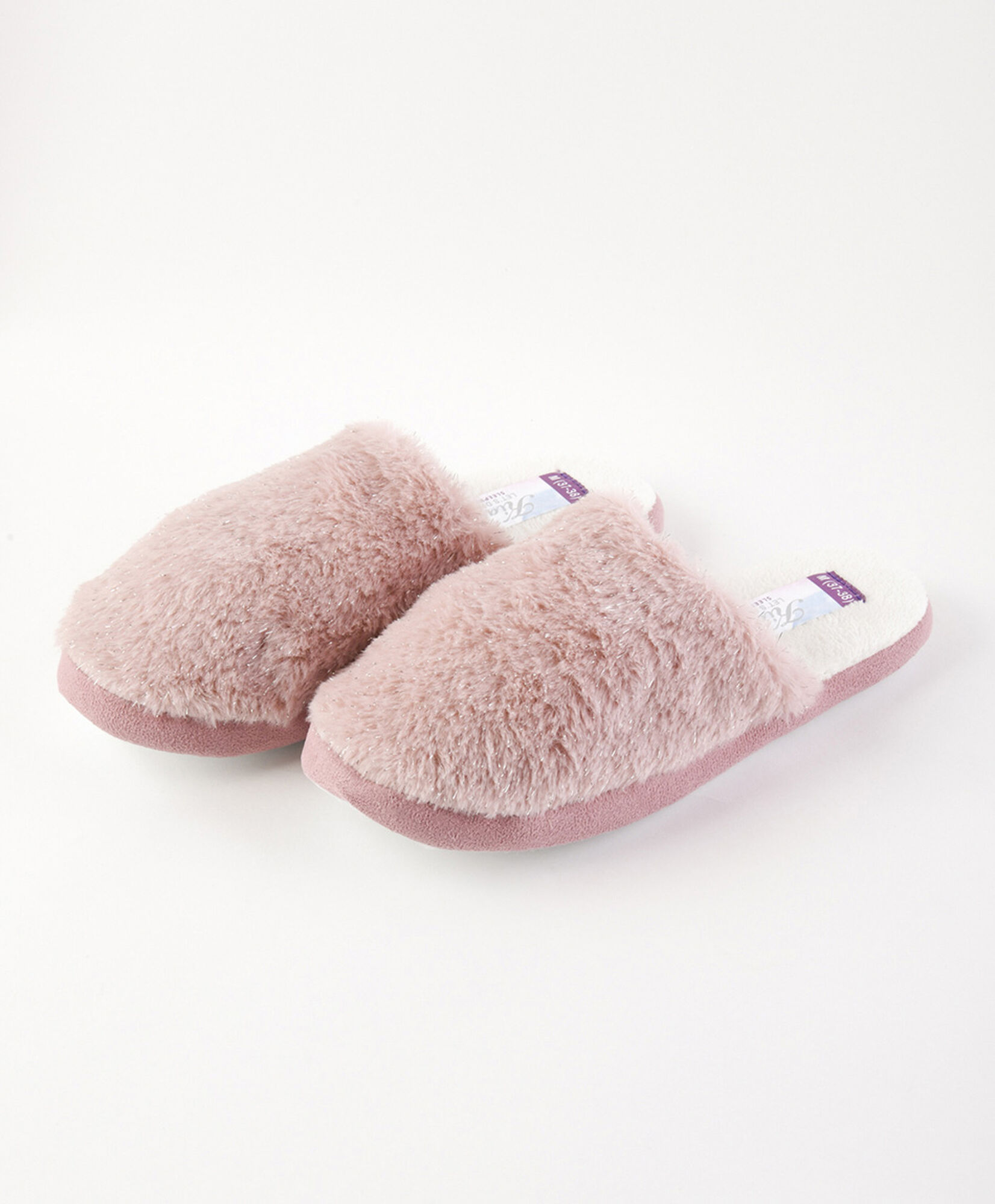 Pantufla mujer pelitos brillos 