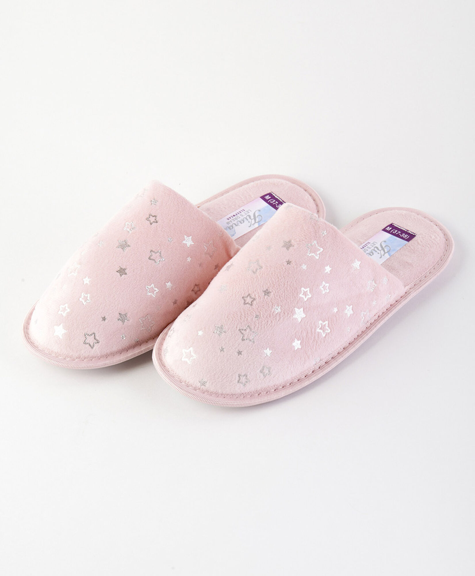 Pantufla mujer estrellas plateadas 