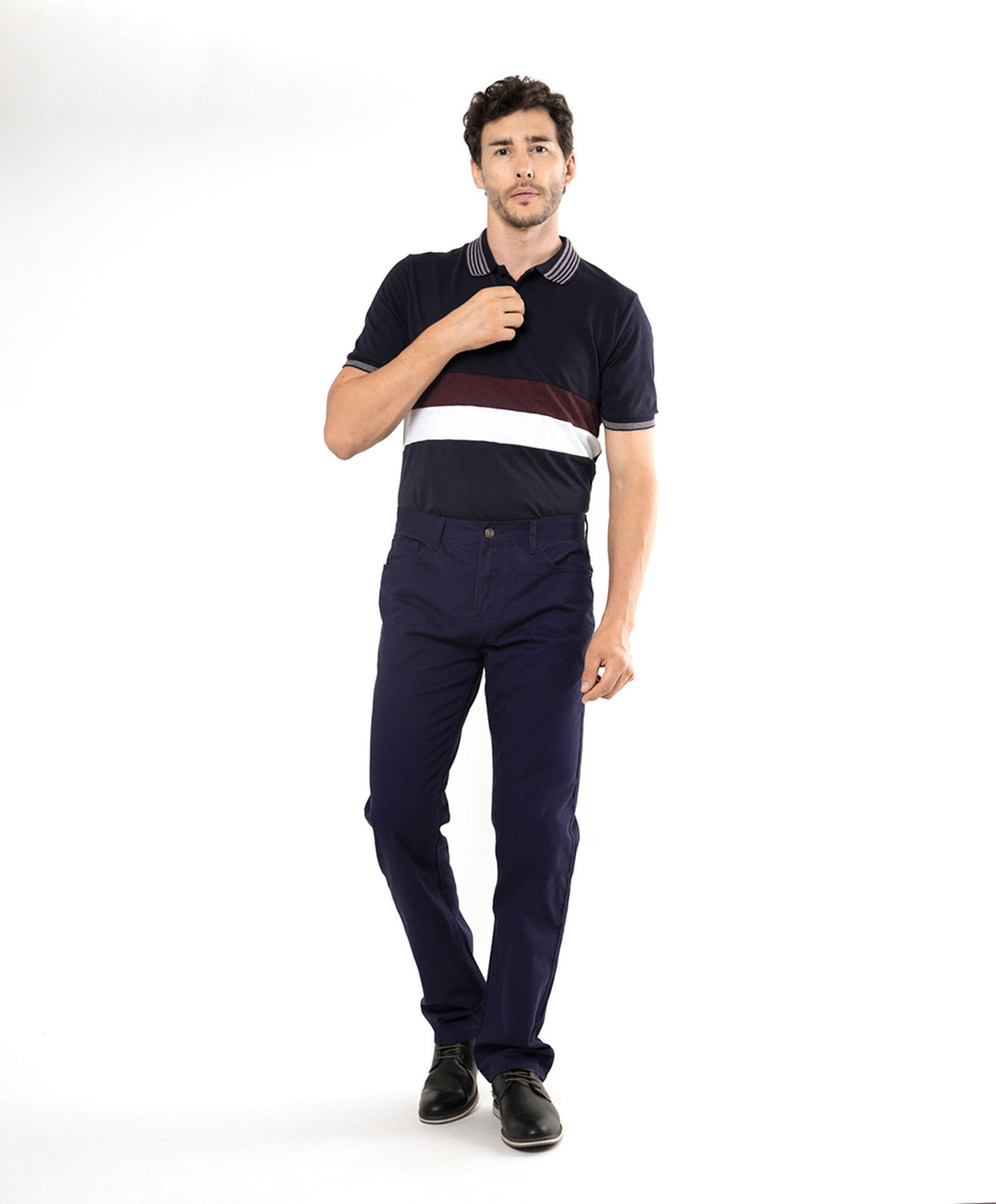 Pantal&oacute;n hombre liso bÃ¡sico navy 